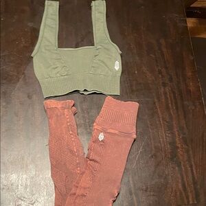 FP Movement by Free People Olive and Rust Leggings Set